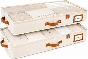 HOMELUX THEORY Under Bed Storage, Low Profile 2pc with Lid, Ivory