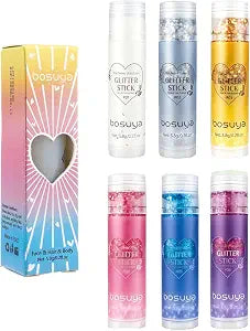 Body Glitter Stick 6 Pack Hair and Body Glitter Makeup for Kids Women Festivals Parties Cosplay Sparkling Body Shimmer Glitter