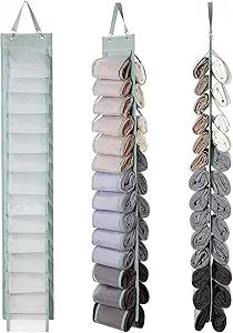 DHSFKBE Legging Organizer Storage, T-Shirt Hanging Closet Hanging Clothes Organizer with 26 Roll Compartments for Yoga Pants, Tank Top, Towel, Underwear, Shirt (Grey)