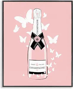 Butterflies Champagne Bottle Glam, 16 x 20 Inch Framed Gicle Print