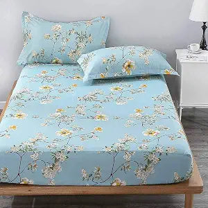 Nanko King Fitted Bed Sheet 78x80 Deep Pocket Mattress Teal Floral Farmhouse Best Luxury Cool Soft Lightweight Microfiber Bedding Set 2 Pillowcases 10 11 12 14 inch Green White Flower