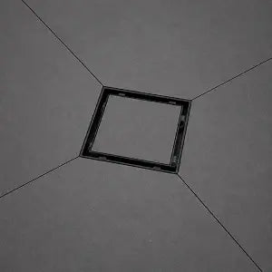 6 Inch Tile Insert Shower Drain Square with Strainer, Matte Black