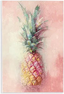 Tropical Glam Pineapple Fruit, 13 x 19 Inch Mounted Print on Wall Plaque