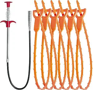 Drain Hair Removal Set, Plastic Hair Snake & Drain Cleaner Tool - 7 Pack