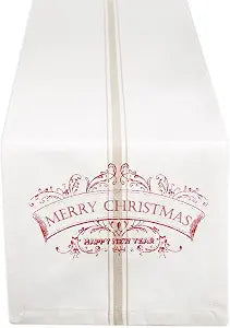 DII Vintage Christmas Kitchen Textile Collection, Table Runner, 14x72, Vintage Merry