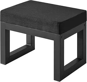 IBUYKE Small Footstool Ottoman, Linen Fabric Footrest, Black WBD001B