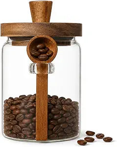 ANSQU Glass Jar with Spoon, 20.3oz Airtight Coffee Bean Container