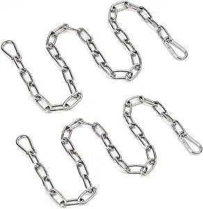 2 Pack Outdoor Fence Gate Chains, 5/32 x 36 Inch Mental Chain Fence Lock with Spring Hooks Easy to Open and Close, Silver Safety Gate Chain Link for Livestock, Ranch, Barn Urkupoo (Extended)