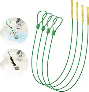 50 Inch Drain Snake Hair Clog Remover, 4 Pack Metal Drain Cleaner Tool