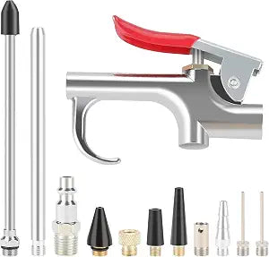 Air blow Gun Kit, 2PCS Air Flow Extensions, 4PCS Nozzle Tip, 13PCS Air Compressor Accessories Kit