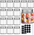 2oz Mini Mason Jars, 15 Pack Wide Mouth Clear Glass Jars with Lids, Labels and Marker Pen, Great Sealing Mason Canning for Food Storage, Spice, Jam, Honey, Jelly