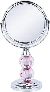 Zahari Home Aroma Magnifying Makeup Mirror with Stand, Double Sided 1X/3X Magnification, 360 Degree Swirl, 6.30 inch Pink