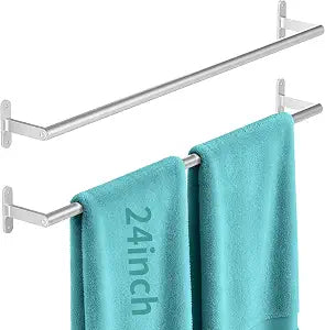 KLJKPA 2-Pack Towel Bar for Bathroom, 24 Inch Towel Rack, Brushed Nickel