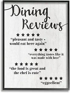 Funny Kitchen Dining Reviews Word Art, 11 x 14 Inch Framed Gicle Print