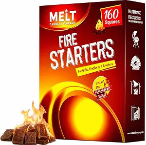 Melt Candle Fire Starter 160 Cubes for Charcoal Grill, Campfire & Fireplace
