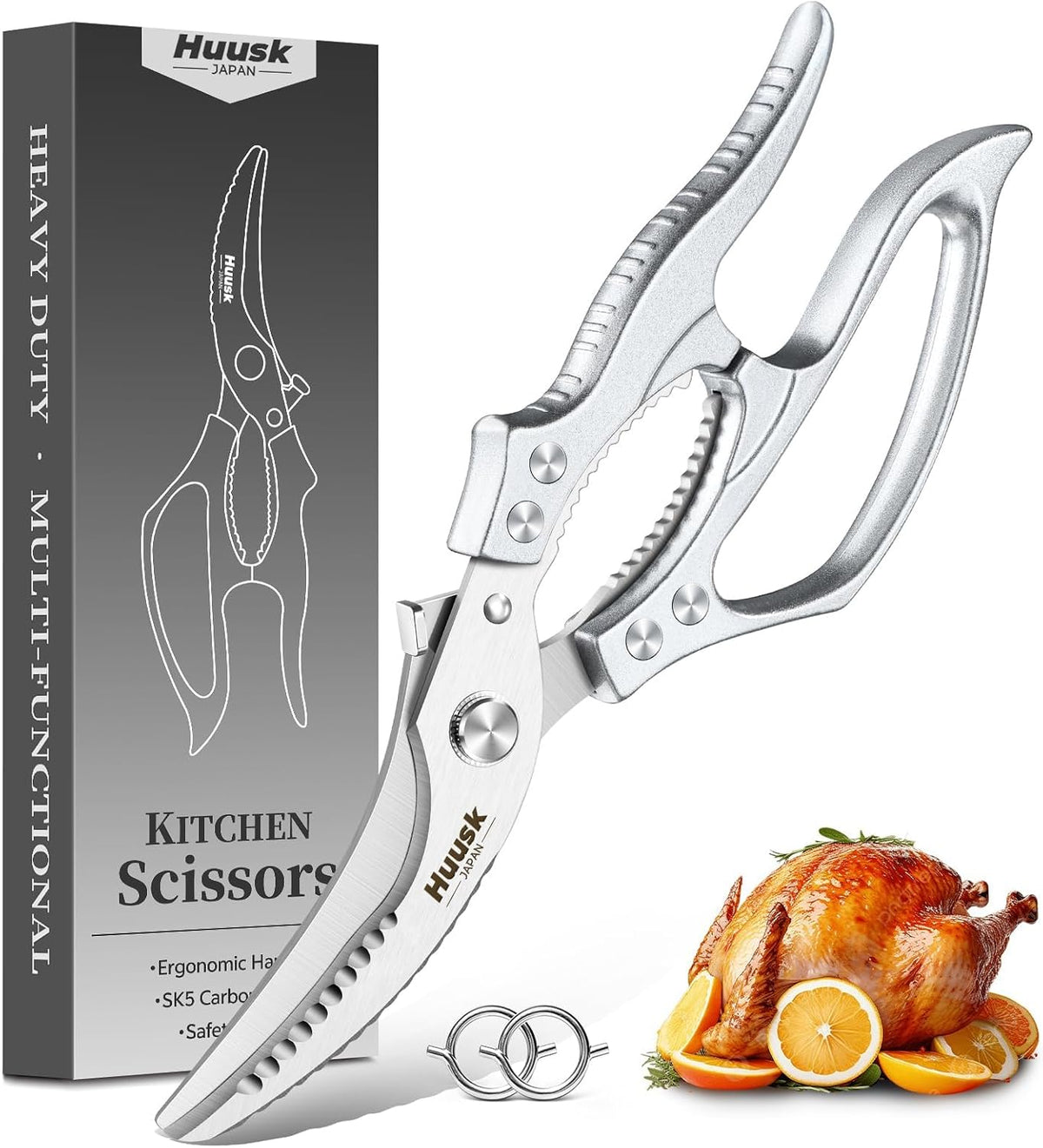 Huusk Poultry Shears Heavy Duty - All Purpose Japanese Kitchen Scissors