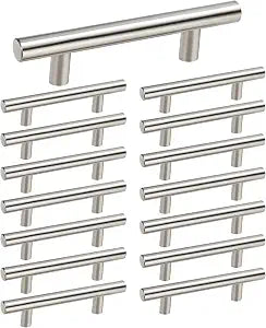 homdiy 15 Pack Brushed Nickel Cabinet Pulls 3 Inch Handles Stainless Steel Cabinet Hardware for Kitchen and Bathroom Cabinets, 5 Inch Overall Drawer Pull