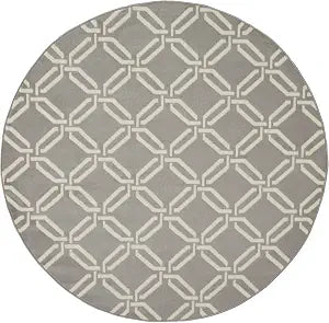 Nourison Home Jubilant Grey 5'3" x Round Area Rug - Easy Clean, Non Shedding, Bed Room, Living Room, Dining Room, Kitchen (5' x Round)