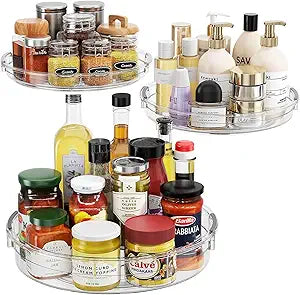 LAMU 3 Pack Lazy Susan Organizer Turntable for Cabinet, 9.25'' 10.6'' 12''