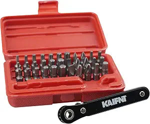 K402 Screwdriver Bit Set with Mini Ratchet Wrench, 1/4-Inch Drive, 34-Piece