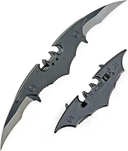 Kii Dark Twin Blade Knife - Double Edge EDC Pocket Folding with clip, 11" Stainless Steel Two Sharp Cut (Black)