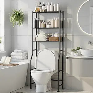 3-Tier Over Toilet Storage, Anti-Tip, 64" H, Black