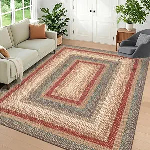 Garvee Printed Rug (Not Woven!) Area Rugs 5x7 Washable Rug Non Slip Non Shedding Farmhouse Floor Cover, Ultra-Thin Foldable Carpet for Bedroom, Living Room Dining Room, Stain Resistant Low Pile