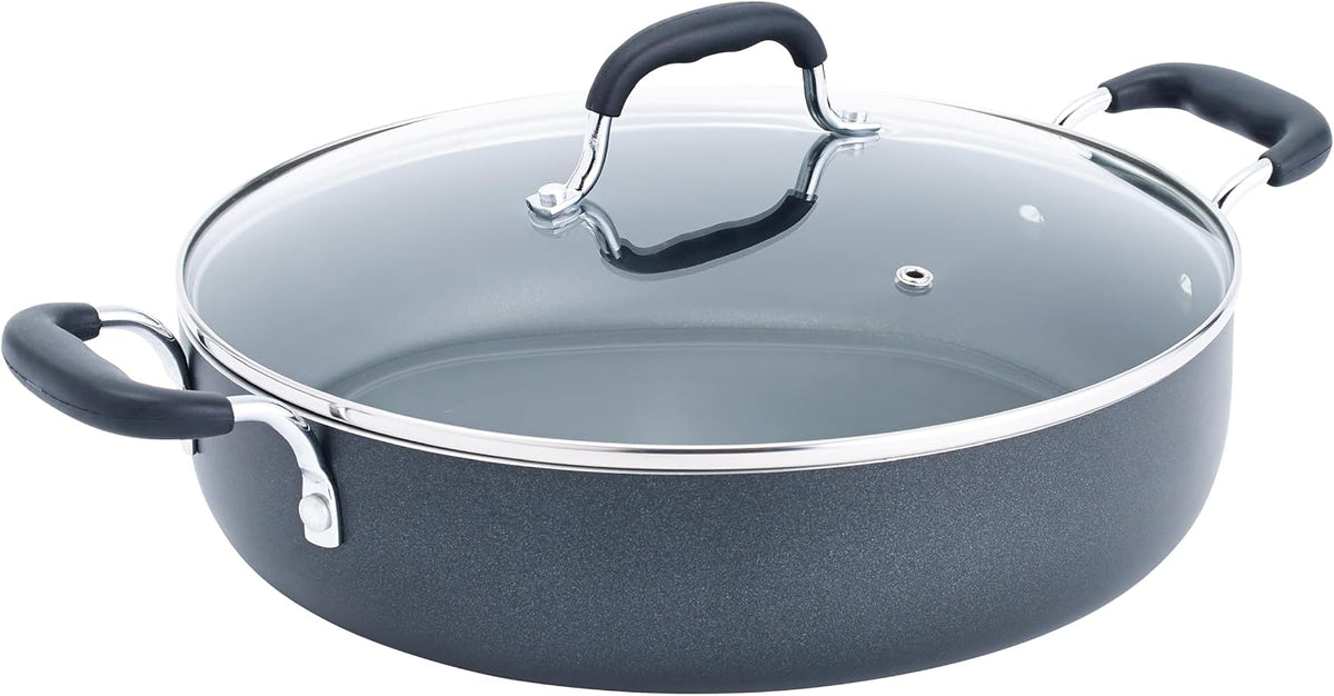 T-fal Specialty Nonstick 5 Qt Stock Pot with Lid Soup Pot, 5 Quart Casserole with Lid, Easy to Clean Non Stick Cooking Pot Cookware, Dark Blue