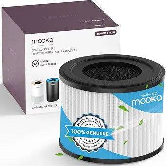 MOOKA AP-S0610L Air Purifier Filter, 3-in-1 True HEPA Filter, High-Efficiency Activated Carbon Air Filter for Allergies, Smoke, Odor, Dander, Pollen