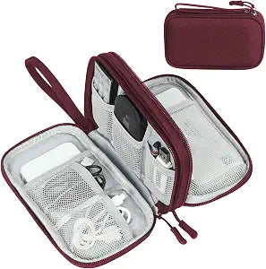 FYY Electronic Organizer, Travel Tech Pouch Bag, Medium, Wine Red