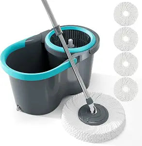 JOYMOOP Spin Mop and Bucket Set with 4 Microfiber Mop Heads, S8