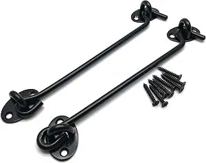 2 Pack 8" Hook and Eye Latch Black for Gate, Shed, Garage