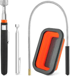 4 Pack Telescoping Magnet Pick-up Tool Set with Magnetic Parts Tray, Extendable Magnetic Pick Up Tools & Flexible Magnet Pickup Tool