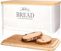noonberry Metal Bread Box for Kitchen Countertop, Bamboo Lid, Farmhouse