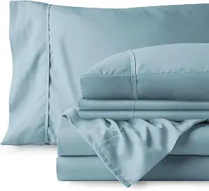 Bare Home Bedding Bundle - 4 Piece Microfiber Sheet Set with 2 Pillowcases (Twin XL, Light Blue)