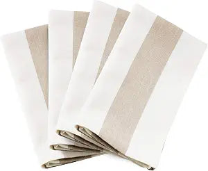 SARO LIFESTYLE 8024.T20S Canelado Collection Classic Striped Napkins (Set of 4) 20" Taupe