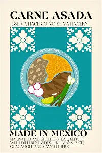 Trademark Fine Art Canvas Wall Art - Gaec Studio 'Carne Asada' Wall Art for Living Room, Bedroom, or Office Dcor 12 x 19 Inches