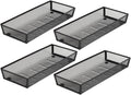 BYCY Silverware Drawer Organizer, Mesh Utensil Organizer for Kitchen Storage, Black Steel Metal Mesh Tray for Flatware Fork Spoon Knifeâ€¦ (15 * 6-4P-Black)