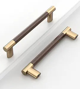 Champagne Bronze & Brown Knurled Kitchen Cabinet Pulls 5 Inch 10 Pack
