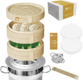 Bamboo Steamer 11-inch 2 Tier Dumpling Steamer Basket with Lid