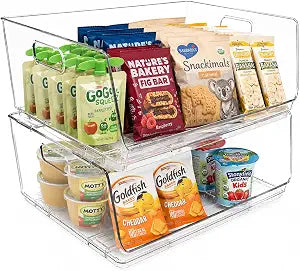 ClearSpace Stackable Storage Bins, Front Pantry Organizer, Large, 2 Pack