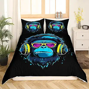 Feelyou Gorilla Headphone Wild Bedding Set Girls Kids Boys Twin Animal