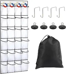 Esoes Cruise Ship Magnetic Door Organizer, 24 Pockets Magnetic Behind the Door Shoe Rack-4 Strong Anti-Scratch Magnets, Over the Door Organizer Cruise Essentials Storage for Cruise Cabin Travel