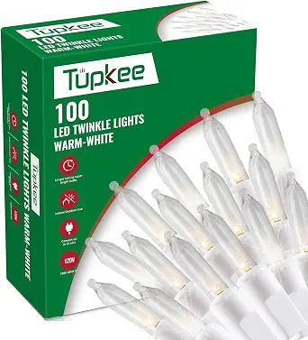 LED Random Twinkle Lights for Christmas Tree, 100 Warm-White Bulbs