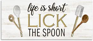 Kitchen Spoon Quote Typography, 10 x 24 Inch Canvas Wall Art
