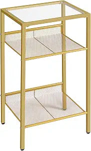 HOOBRO Gold Side Table, Tall Telephone End Table for Living Room