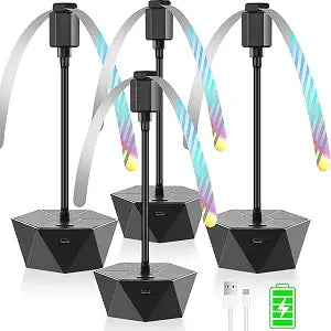 chemotex Fly Fans for Tables Rechargeable, Table Top Fly Spinner to Keep Flies Away from Food, Portable Fly Repellent Fan with Soft Stop Blades for Outdoor, Picnic, Patio & BBQ (Black, 4Pack)