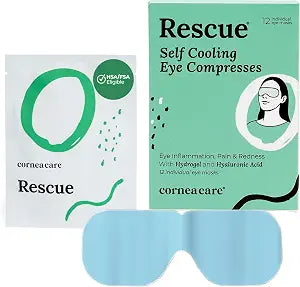 CorneaCare Rescue Self Cooling Hydrogel Compress | Cold Eye Mask | 12 Count