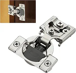Satin Nickel Cabinet Hinges, 1/2 Inch Overlay, 10 Pack(5 Pairs)