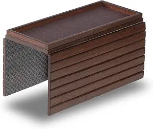 Detor Couch Arm Tray with Anti Slip Leather Pad, 12.4" x 4.7" Storage Box